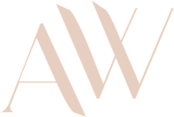Stylized letters A and W logo design